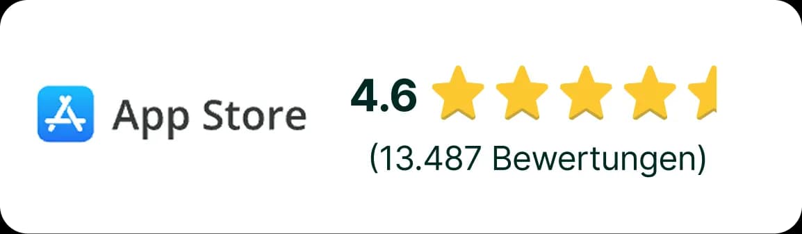 App Store: 4.6 Sterne (13.487 Bewertungen)