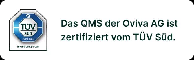 Das QMS der Oviva AG ist zertifiziert vom TÜV Süd